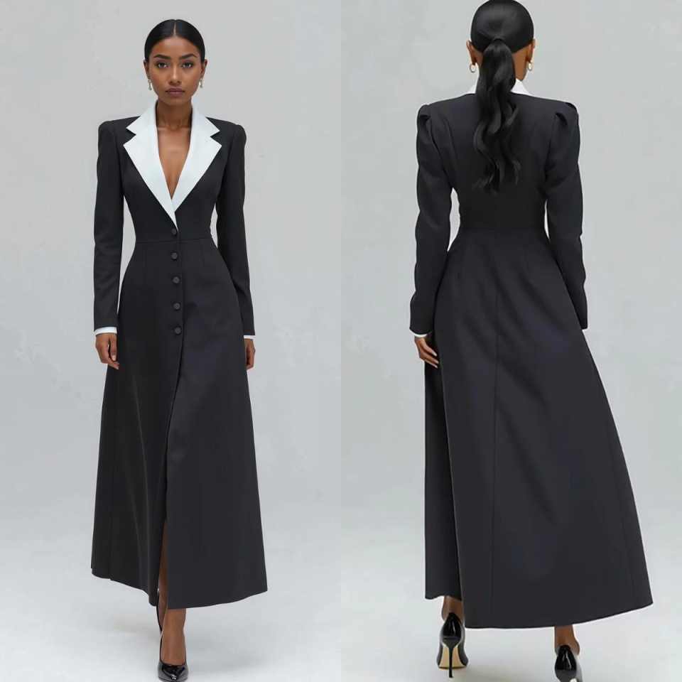 Women'S Formal Wear For Wedding Guest - Женский длинный блейзер-пиджак А-силуэта, цельный, для