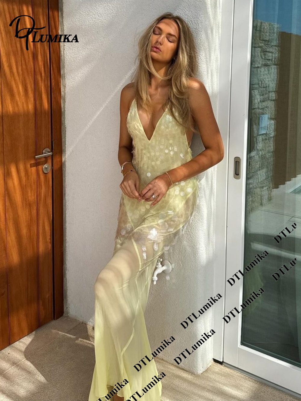 Women Formal Wear Dress - DTLumika Платье макси на бретельках с