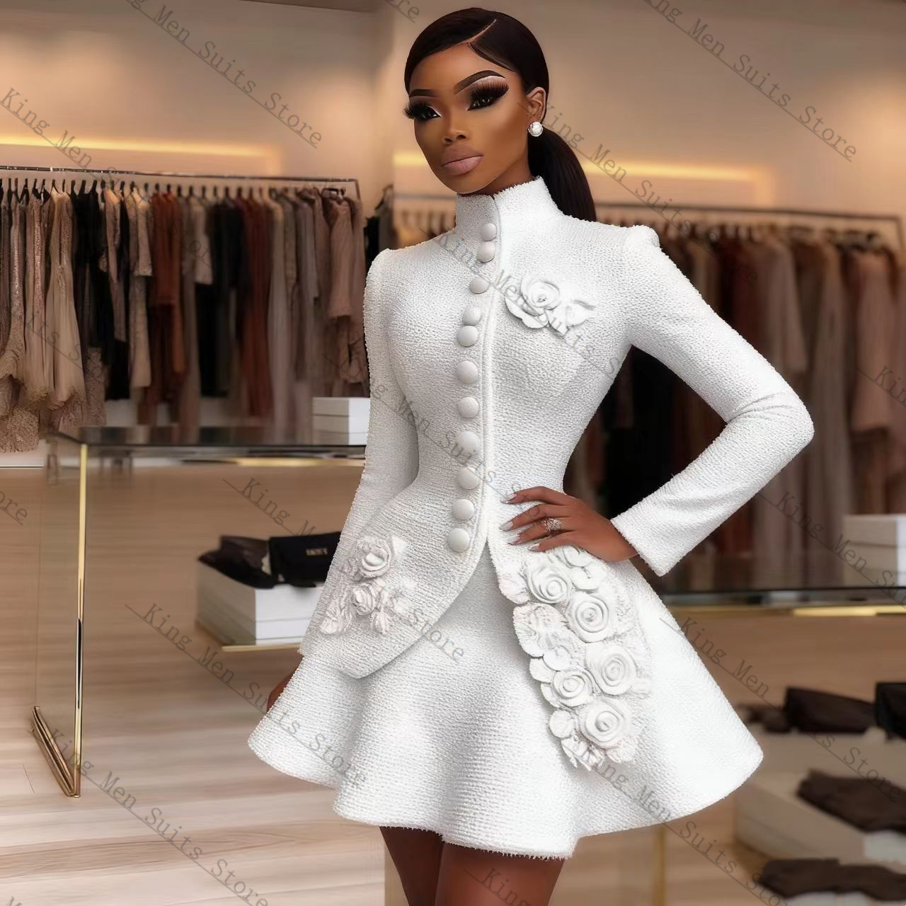 Women'S Formal Wear For Wedding Guest - Роскошный белый женский костюм, комплект из