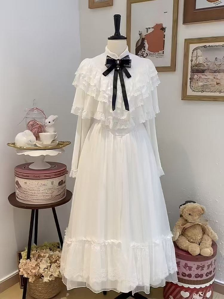 Women Formal Wear Dress - Японское кружевное платье с коротким рукавом