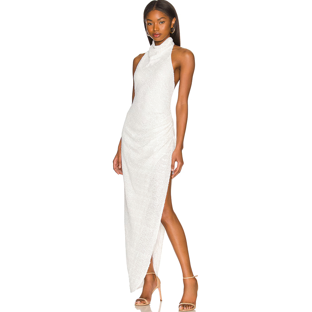 Women'S Formal Wear For Wedding Guest - Вечерние платья с вырезом халтер, белые,