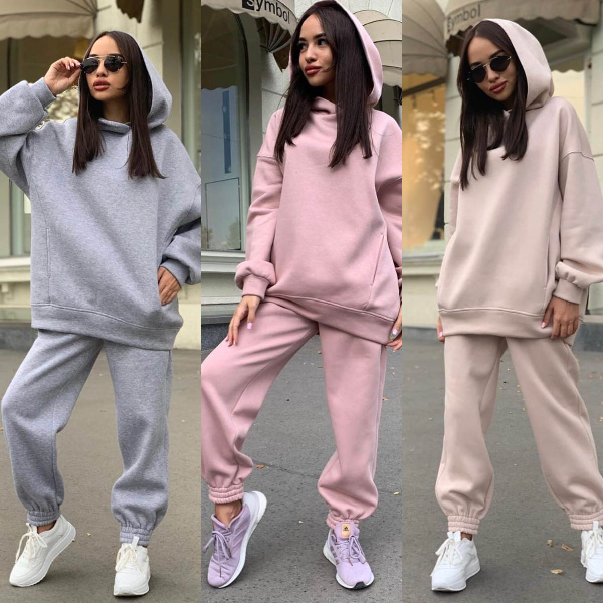 Monochrome Suit Set - Монохромный комплект худи с капюшоном: повседневный